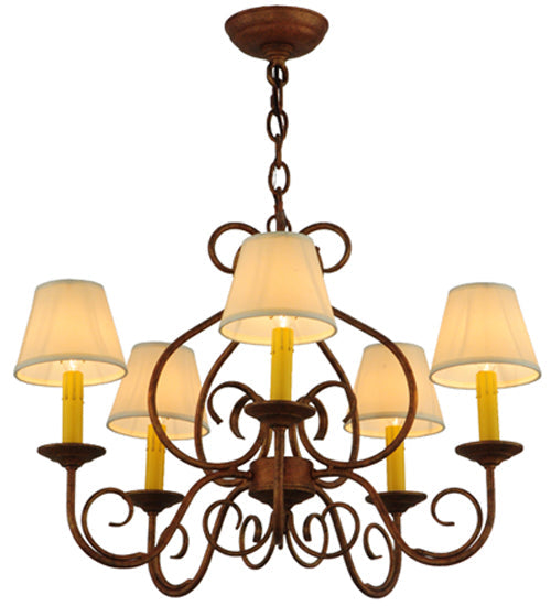 Meyda Lighting Jenna 26" 5-Light Autumn Leaf Chandelier With White Natural Textrene Shade