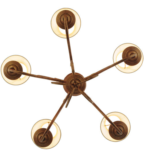 Meyda Lighting Jenna 26" 5-Light Autumn Leaf Chandelier With White Natural Textrene Shade
