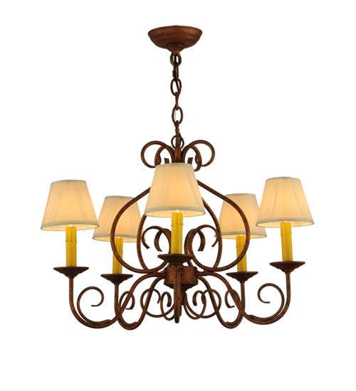 Meyda Lighting Jenna 26" 5-Light Autumn Leaf Chandelier With White Natural Textrene Shade