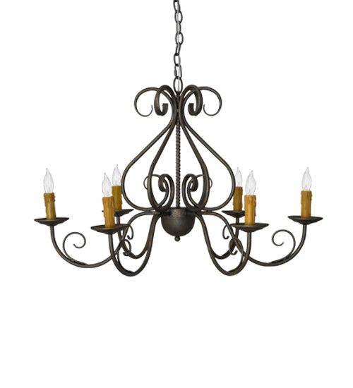 Meyda Lighting Jenna 36" 6-Light French Bronze Chandelier With Amber Faux Candlelight