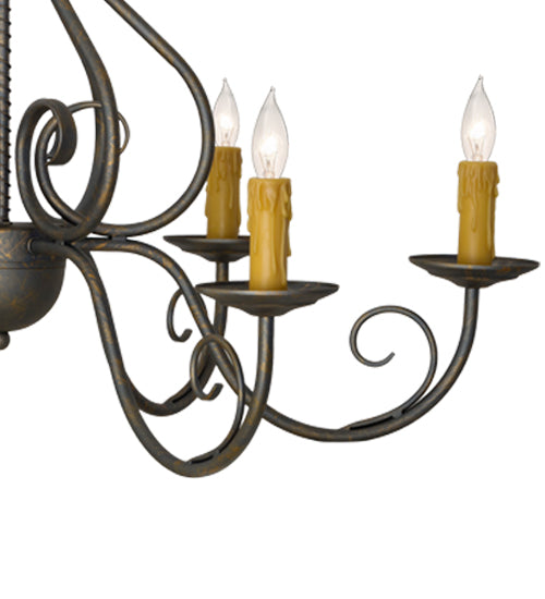Meyda Lighting Jenna 36" 6-Light French Bronze Chandelier With Amber Faux Candlelight