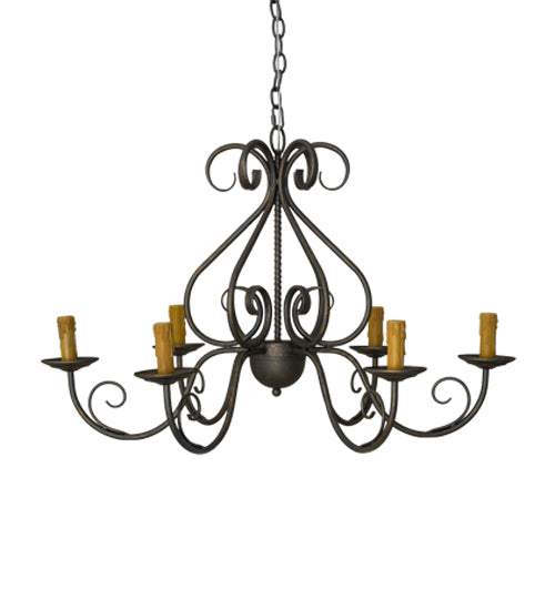 Meyda Lighting Jenna 36" 6-Light French Bronze Chandelier With Amber Faux Candlelight