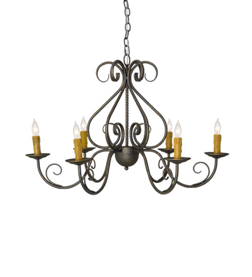 Meyda Lighting Jenna 36" 6-Light French Bronze Chandelier With Amber Faux Candlelight