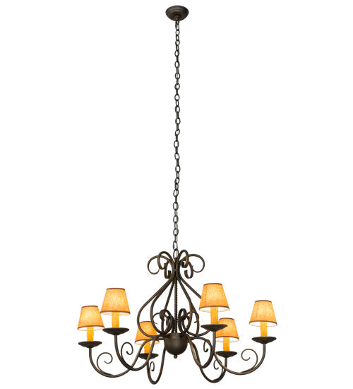 Meyda Lighting Jenna 36" 6-Light French Bronze Chandelier With Brown Parchment Shade