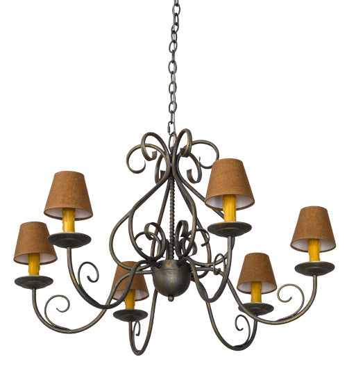 Meyda Lighting Jenna 36" 6-Light French Bronze Chandelier With Brown Parchment Shade