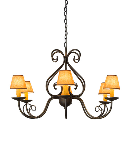 Meyda Lighting Jenna 36" 6-Light French Bronze Chandelier With Brown Parchment Shade