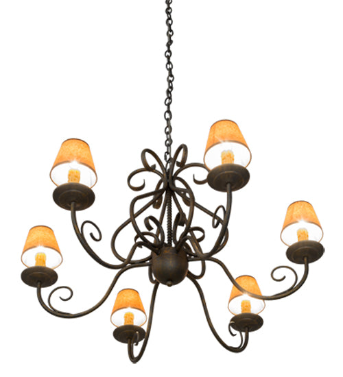Meyda Lighting Jenna 36" 6-Light French Bronze Chandelier With Brown Parchment Shade