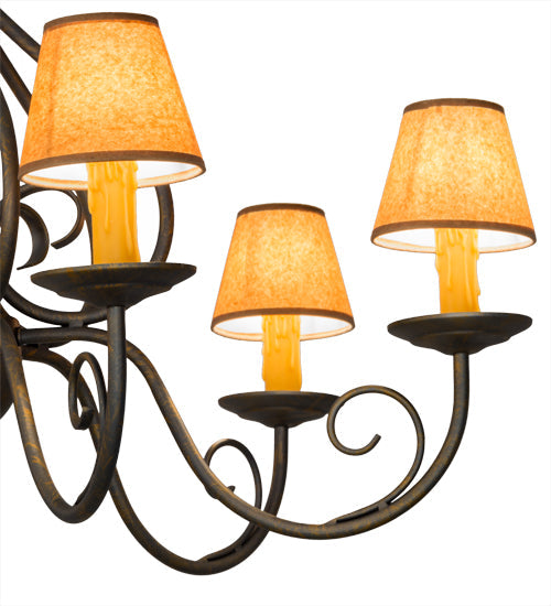 Meyda Lighting Jenna 36" 6-Light French Bronze Chandelier With Brown Parchment Shade