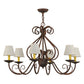 Meyda Lighting Jenna 36" 6-Light Rusty Nail Chandelier With Beige Natural Textrene Shade
