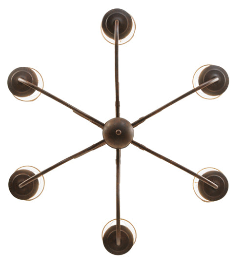 Meyda Lighting Jenna 36" 6-Light Rusty Nail Chandelier With Beige Natural Textrene Shade
