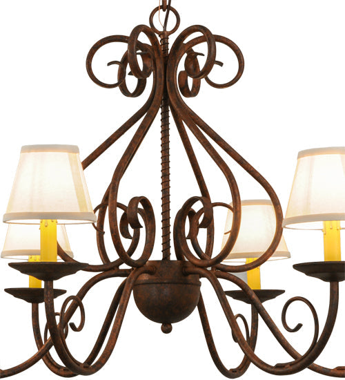 Meyda Lighting Jenna 36" 6-Light Rusty Nail Chandelier With Beige Natural Textrene Shade