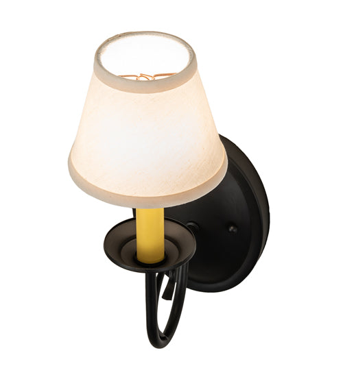 Meyda Lighting Jenna 5" Flat Black Wall Sconce With Beige Natural Linen Shade