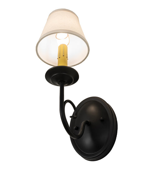 Meyda Lighting Jenna 5" Flat Black Wall Sconce With Beige Natural Linen Shade