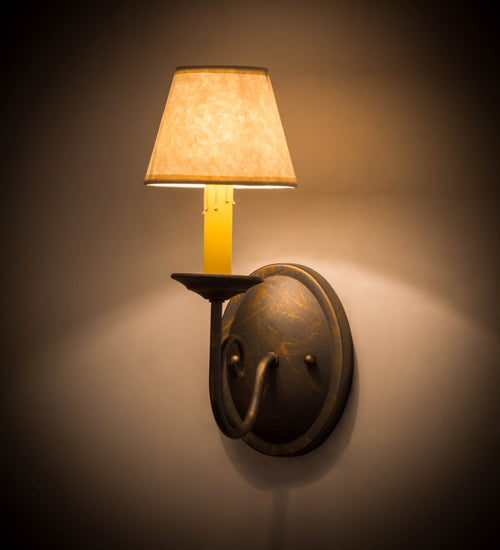 Meyda Lighting Jenna 5" French Bronze Wall Sconce With Aged Celadon Parchment Shade