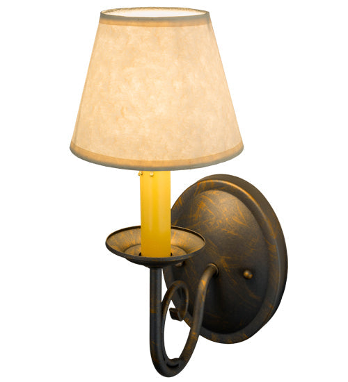 Meyda Lighting Jenna 5" French Bronze Wall Sconce With Aged Celadon Parchment Shade