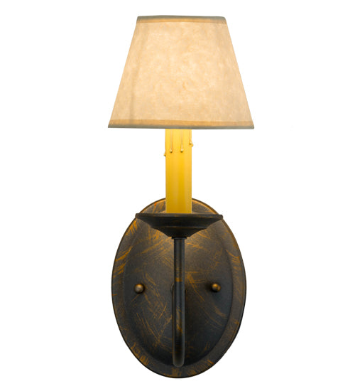 Meyda Lighting Jenna 5" French Bronze Wall Sconce With Aged Celadon Parchment Shade