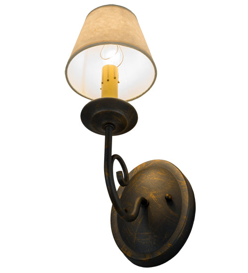 Meyda Lighting Jenna 5" French Bronze Wall Sconce With Aged Celadon Parchment Shade