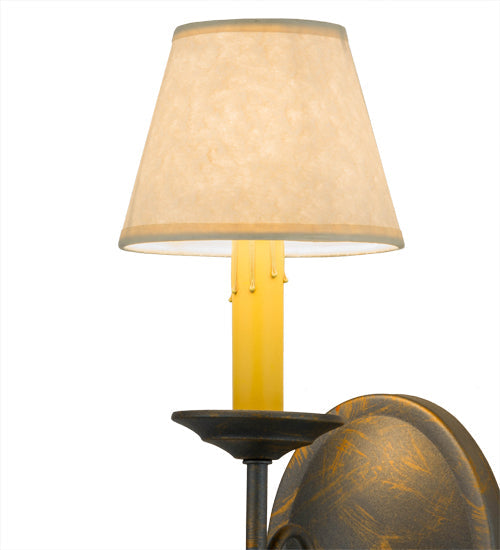 Meyda Lighting Jenna 5" French Bronze Wall Sconce With Aged Celadon Parchment Shade