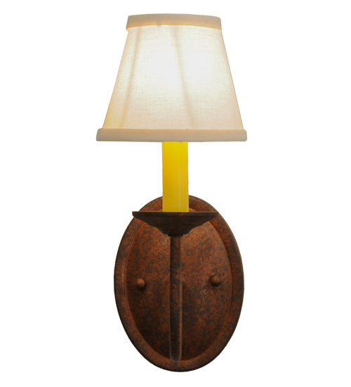 Meyda Lighting Jenna 5" Rusty Nail Wall Sconce With Beige Natural Textrene Shade