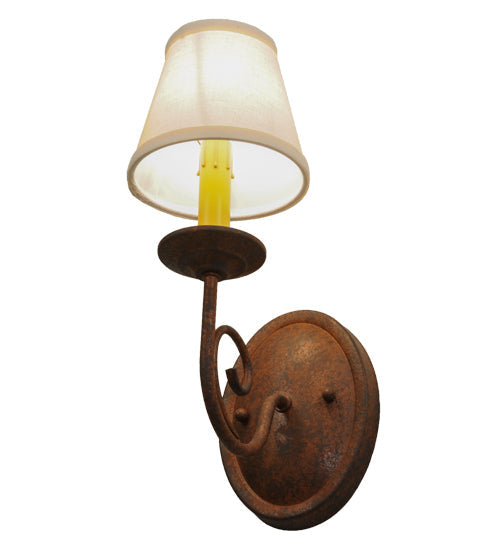 Meyda Lighting Jenna 5" Rusty Nail Wall Sconce With Beige Natural Textrene Shade