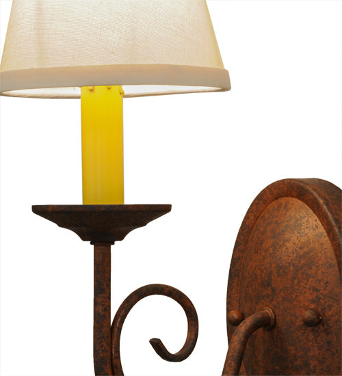 Meyda Lighting Jenna 5" Rusty Nail Wall Sconce With Beige Natural Textrene Shade