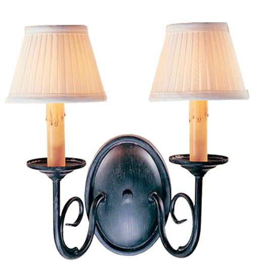 Meyda Lighting Jenna 9" 2-Light Blackwash Wall Sconce With Natural Linen Textrene Shade