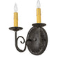 Meyda Lighting Jenna 9" 2-Light Smoke Wall Sconce With Ivory Faux Candlelight