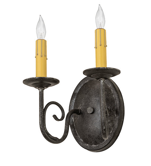 Meyda Lighting Jenna 9" 2-Light Smoke Wall Sconce With Ivory Faux Candlelight