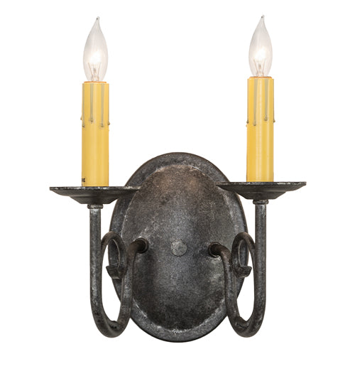 Meyda Lighting Jenna 9" 2-Light Smoke Wall Sconce With Ivory Faux Candlelight