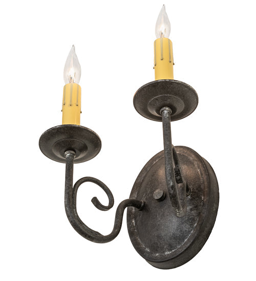 Meyda Lighting Jenna 9" 2-Light Smoke Wall Sconce With Ivory Faux Candlelight