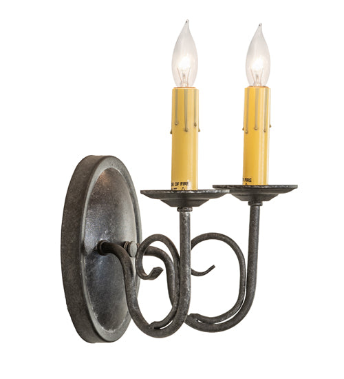 Meyda Lighting Jenna 9" 2-Light Smoke Wall Sconce With Ivory Faux Candlelight