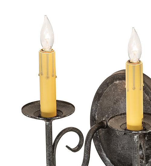 Meyda Lighting Jenna 9" 2-Light Smoke Wall Sconce With Ivory Faux Candlelight