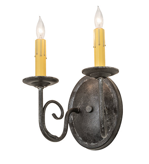 Meyda Lighting Jenna 9" 2-Light Smoke Wall Sconce With Ivory Faux Candlelight