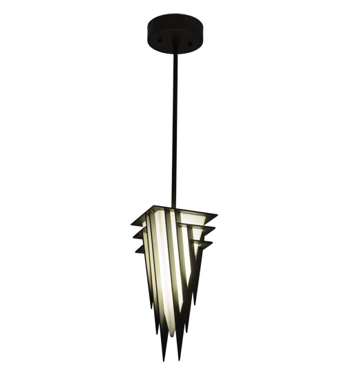 Meyda Lighting Jerabeck 8" LED Oil Rubbed Bronze Pendant Light With Whitestone Idalight Shade Glass