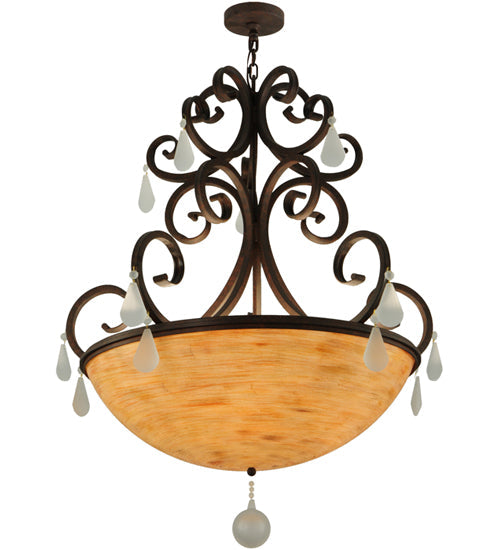 Meyda Lighting Jeri 37" 5-Light Cajun Spice Pendant Light With Beige Tawnyrock Idalight Shade Glass