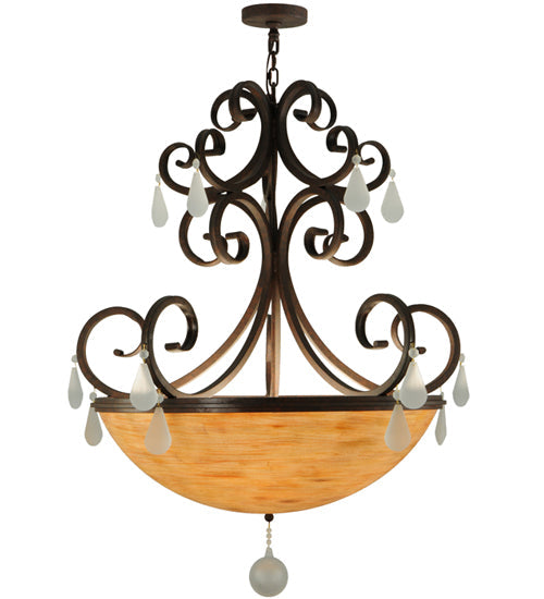 Meyda Lighting Jeri 37" 5-Light Cajun Spice Pendant Light With Beige Tawnyrock Idalight Shade Glass