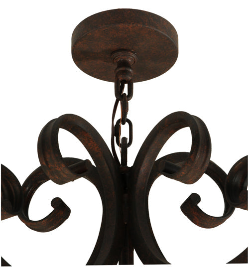 Meyda Lighting Jeri 37" 5-Light Cajun Spice Pendant Light With Beige Tawnyrock Idalight Shade Glass