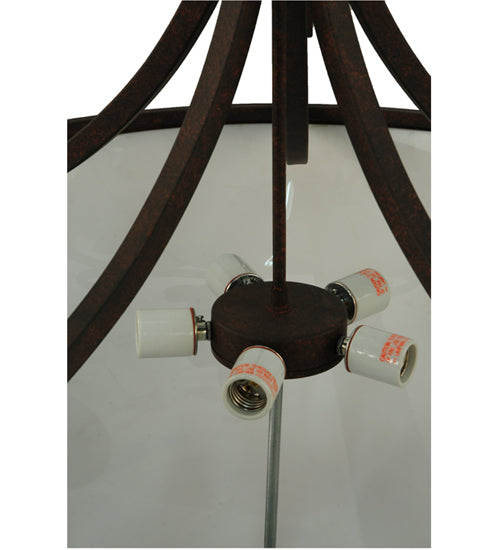 Meyda Lighting Jeri 37" 5-Light Cajun Spice Pendant Light With Beige Tawnyrock Idalight Shade Glass