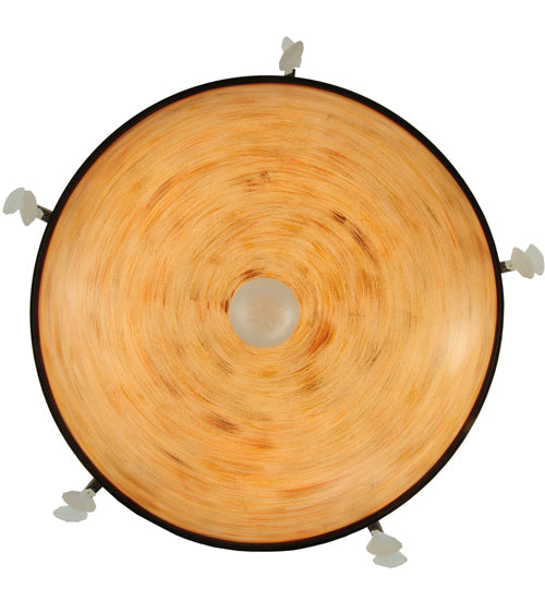 Meyda Lighting Jeri 37" 5-Light Cajun Spice Pendant Light With Beige Tawnyrock Idalight Shade Glass