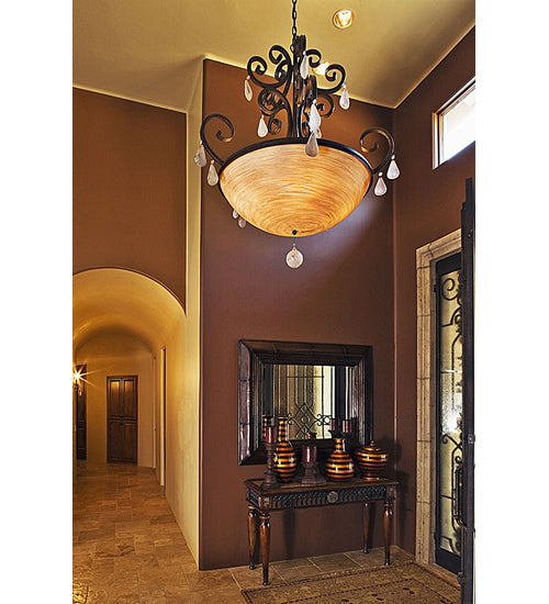 Meyda Lighting Jeri 43" 5-Light Cajun Spice Pendant Light With Sunset Idalight Shade