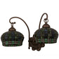 Meyda Lighting Jeweled Basket 19" 2-Light Mahogany Bronze Wall Sconce With Amber & Green Shade Glass