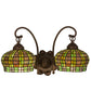 Meyda Lighting Jeweled Basket 19" 2-Light Mahogany Bronze Wall Sconce With Amber & Green Shade Glass