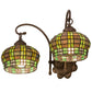 Meyda Lighting Jeweled Basket 19" 2-Light Mahogany Bronze Wall Sconce With Amber & Green Shade Glass