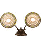 Meyda Lighting Jeweled Basket 19" 2-Light Mahogany Bronze Wall Sconce With Amber & Green Shade Glass