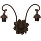 Meyda Lighting Jeweled Basket 19" 2-Light Mahogany Bronze Wall Sconce With Amber & Green Shade Glass