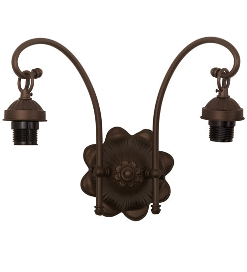 Meyda Lighting Jeweled Basket 19" 2-Light Mahogany Bronze Wall Sconce With Amber & Green Shade Glass