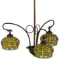 Meyda Lighting Jeweled Basket 26" 3-Light Mahogany Bronze Chandelier With Multi-Colored Shade Glass