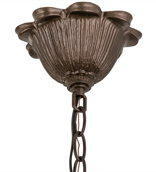 Meyda Lighting Jeweled Basket 26" 3-Light Mahogany Bronze Chandelier With Multi-Colored Shade Glass