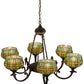 Meyda Lighting Jeweled Basket 32" 6-Light Mahogany Bronze Chandelier With Multi-Colored Shade Glass