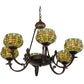 Meyda Lighting Jeweled Basket 32" 6-Light Mahogany Bronze Chandelier With Multi-Colored Shade Glass